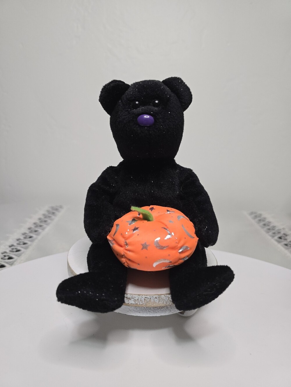 Ty Beanie Baby Haunting Halloween Bear With Pumpkin  [ Read Details ]